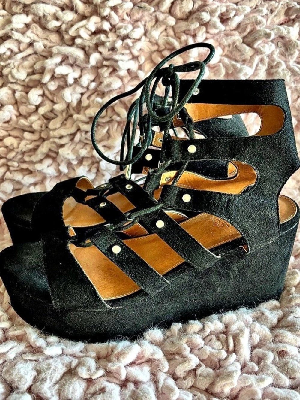 Black Wedge Sandals